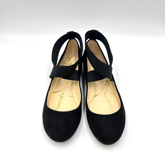 Jessica Simpson‎ Womens Size 6 Black Faux Vegan Suede Leather Ballet Flat Shoes - Picture 2 of 10